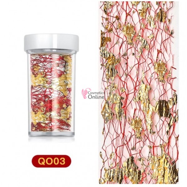 Foite subtiri colorate pentru decor unghii Q003 Rosu cu Auriu